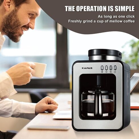 KAPAS Mini Automatic Coffee Machine With Grinding Function, Programmable Timer Mode and Keep Warm Plate, 0.6L Capacity, 600W in Saudi Arabia