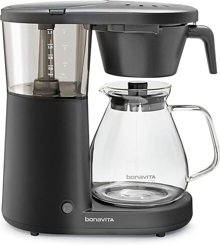 Bonavita Metropolitan 8 Cup Drip Coffee Maker Machine, One-Touch Pour Over Brewing with Glass Carafe, Hanging Filter Basket, 1500 Watt, BPA Free, Dishwasher Safe, Black, BV1901PW in Kuwait