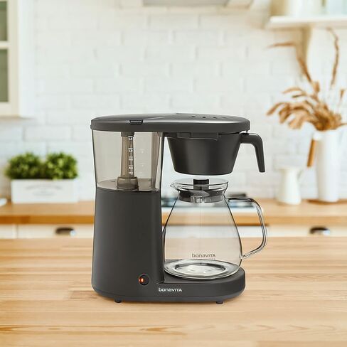 Bonavita Metropolitan 8 Cup Drip Coffee Maker Machine, One-Touch Pour Over Brewing with Glass Carafe, Hanging Filter Basket, 1500 Watt, BPA Free, Dishwasher Safe, Black, BV1901PW in Kuwait