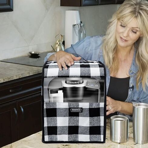 غطاء غبار ماكينة صنع القهوة من BAGSPRITE متوافق مع Keurig K-Classic وK-Select، غطاء ماكينة صنع القهوة مع جيوب لكوب K، غطاء فقط in Kuwait