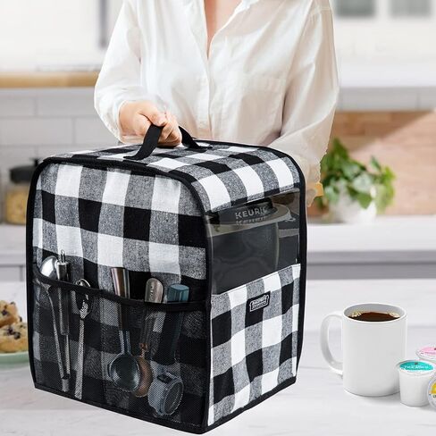 غطاء غبار ماكينة صنع القهوة من BAGSPRITE متوافق مع Keurig K-Classic وK-Select، غطاء ماكينة صنع القهوة مع جيوب لكوب K، غطاء فقط in Kuwait