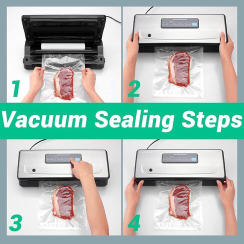 Food Sealer Vacuum Sealer Machine 10-In-1 with Full Starter Kit Built-in Cutter and Bag Storage(Up to 20ft), INKBIRD Moist/Dry/Pulse/Canister/Seal Food Vacuum Sealer Machine with Sealer Bag*5 (8"*11.8") and Bag Roll*1 (11"*118"), Sealing Strip & Foam Gask in Saudi Arabia