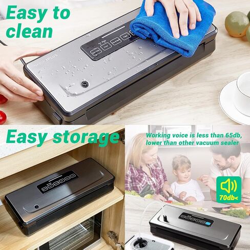 Food Sealer Vacuum Sealer Machine 10-In-1 with Full Starter Kit Built-in Cutter and Bag Storage(Up to 20ft), INKBIRD Moist/Dry/Pulse/Canister/Seal Food Vacuum Sealer Machine with Sealer Bag*5 (8"*11.8") and Bag Roll*1 (11"*118"), Sealing Strip & Foam Gask in Saudi Arabia