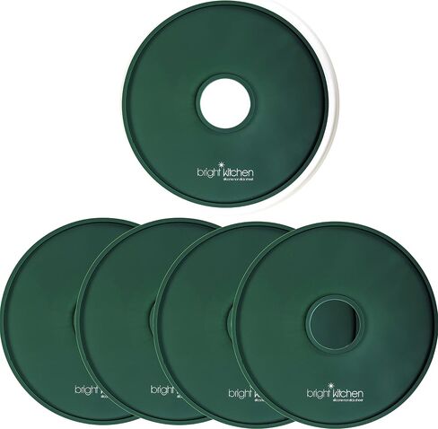 4 Fruit Leather Silicone Dehydrator Sheets with EDGES - NON-Toxic Compatible With Presto Round Dehydrators Lip Mold Hold Batter Liquid Fruit Roll Up Circle ReUsable Flexible No Stick in Kuwait