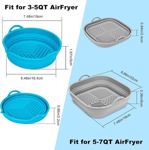 7 PCS Silicone Air Fryer Liner and Accessories Set for Easy and Healthy Cooking - Includes 7.5" & 8.5" Reusable Air Fryer Baskets, Oil Sprayer, and Silicone Gloves - Perfect for Any Air Fryer! in Saudi Arabia