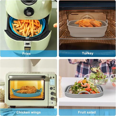 7 PCS Silicone Air Fryer Liner and Accessories Set for Easy and Healthy Cooking - Includes 7.5" & 8.5" Reusable Air Fryer Baskets, Oil Sprayer, and Silicone Gloves - Perfect for Any Air Fryer! in Saudi Arabia