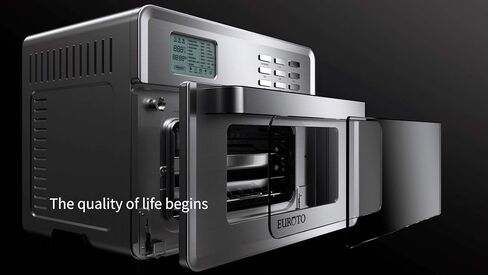 EUROTO [Newest 2021] Stainless Steel Large Capacity 26.8 QT Air Fryer Oven, 24 in 1 Multi-function, 360 Air Circulation Toaster Oven, LCD digital Display, 4 Layer Shelves, Included Oven Gloves & Apron Up to 450°F, 1800W in Saudi Arabia