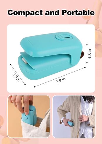 اداة اغلاق اكياس صغيرة محمولة باليد من نوبفيك، اداة تقطيع حرارية محمولة مع حبل قصير واغلاق حراري 2 في 1، الة اعادة اغلاق الاكياس البلاستيكية وتخزين الطعام والوجبات الخفيفة طازجة- لون ليك بلو in Kuwait