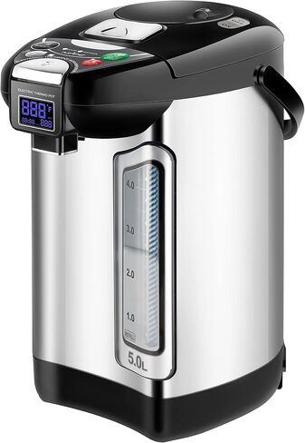 NutriChef Digital Water Boiler and Warmer - 5L/5.28 Qt Stainless Electric Hot Water Dispenser w/LCD Display, Rotating Base, Keep Warm, Auto Shut Off, Safety Lock, Instant Heating for Coffee & Tea in Kuwait