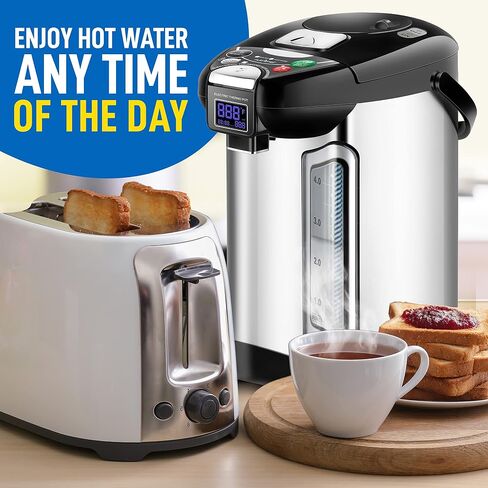 NutriChef Digital Water Boiler and Warmer - 5L/5.28 Qt Stainless Electric Hot Water Dispenser w/LCD Display, Rotating Base, Keep Warm, Auto Shut Off, Safety Lock, Instant Heating for Coffee & Tea in Kuwait