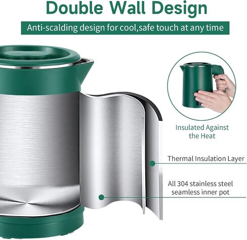 0.8L Small Travel Electric Tea Coffee Kettle | 600W Rapid Boil,Double Wall,Auto Shut-Off,Boil Dry Protection,Hot Water Boiler in Kuwait