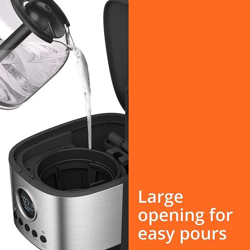 ماكينة صنع القهوة بالتنقيط من الفولاذ المقاوم للصدأ Krups Essential Brew، سعة 12 كوب، 99 واط، تحكم رقمي، فلتر قهوة، خالٍ من التنقيط، وعاء حراري آمن للاستخدام في غسالة الأطباق باللون الأسود in Kuwait
