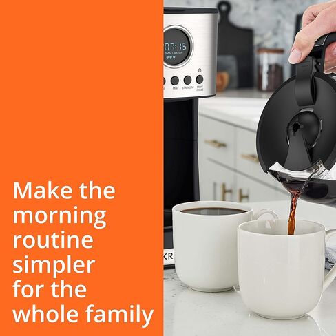 ماكينة صنع القهوة بالتنقيط من الفولاذ المقاوم للصدأ Krups Essential Brew، سعة 12 كوب، 99 واط، تحكم رقمي، فلتر قهوة، خالٍ من التنقيط، وعاء حراري آمن للاستخدام في غسالة الأطباق باللون الأسود in Kuwait