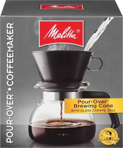Melitta Pour-Over Coffee Brewer W/ Glass Carafe, Holds 6 - 6 Oz Cups, Black in Saudi Arabia