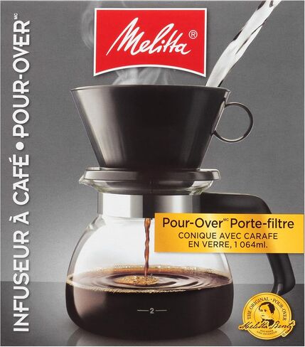 Melitta Pour-Over Coffee Brewer W/ Glass Carafe, Holds 6 - 6 Oz Cups, Black in Saudi Arabia
