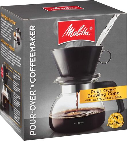 Melitta Pour-Over Coffee Brewer W/ Glass Carafe, Holds 6 - 6 Oz Cups, Black in Saudi Arabia