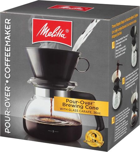 Melitta Pour-Over Coffee Brewer W/ Glass Carafe, Holds 6 - 6 Oz Cups, Black in Saudi Arabia