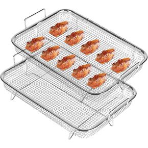 Air Fryer Basket for Oven: YIDM 2 Piece Non-Stick Mesh Oven Air Fryer Basket, Food-Grade Stainless Steel Air Fryer Basket, Cooling or Drying Used for Convection Ovens Air Fryers in Kuwait