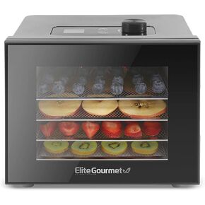 Elite Gourmet EFD308 Food Dehydrator, Stainless Steel Trays Food Dehydrator, Adjustable Temperature Controls, Jerky Herbs Fruit Veggies Snacks in Saudi Arabia
