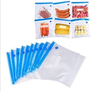 30 عبوة من أكياس سحاب مانعة للتسرب خالية من مادة BPA مع صمام هواء مزدوج الطبقة للطهي بالفراغ وقابلة لإعادة الاستخدام من البلاستيك حقيبة تجميد الساندويتش لتخزين الطعام والمطبخ 6.5 * 9 بوصة هدية مجانية 2 مشبك مانع للتسرب (صغير_أزرق) in Kuwait