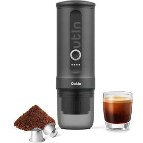 OutIn Nano Portable Electric Espresso Machine, Travel Coffee Maker | Self-Heating USB-C Car Coffee Maker for Ground Coffee & NS Capsules, Ideal for Camping, RV, Hiking and Office, Forest Green in Saudi Arabia