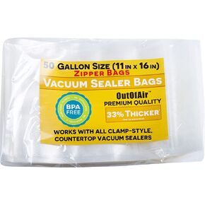 50 Zipper Vacuum Sealer Bags: Quart Size (8" x 12") - OutOfAir Vacuum Seal Zip Bags, Works with FoodSaver & Other Savers, 33% Thicker BPA Free Commercial Grade Great for Snacks On The Go in Kuwait