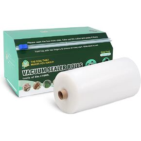 لفة ختم فراغ هابي سيل مقاس 8 × 100 بوصة مع قطاعة، أكياس مانعة للتسرب لحفظ الطعام، خالية من البيسفينول أ، درجة تجارية، رائعة لتخزين الطعام، وإعداد الوجبات والفيديو الرائع in Kuwait