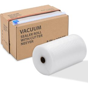 ناير اكياس اغلاق مفرغة من الهواء، 8 انش × 100 قدم مع قاطعة، مثالية لحفظ الطعام، خالية من البيسفينول ايه، امنة عالمية، رائعة للتخزين في الهواء الطلق، اعداد الوجبات او سو فيد in Kuwait