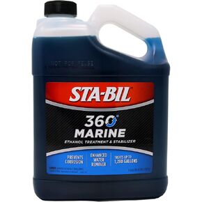 STA-BIL 360 Marine Ethanol Treatment & Fuel Stabilizer - Full Fuel System Cleaner - Fuel Injector Cleaner - Removes Water - Treats 1280 Gallons - 128 Fl. Oz. (22250),Gold, 1 Gallon