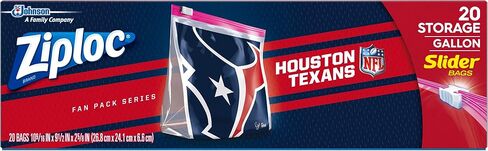 Ziploc Slider Storage Gallon Bag, Great for Grab-and-go Snacking, Tailgating or homegating, 20 Count- NFL Atlanta Falcons in Saudi Arabia