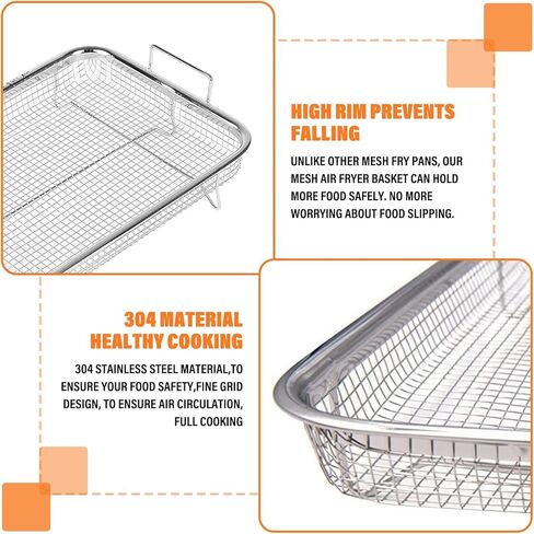 Air Fryer Basket for Oven: YIDM 2 Piece Non-Stick Mesh Oven Air Fryer Basket, Food-Grade Stainless Steel Air Fryer Basket, Cooling or Drying Used for Convection Ovens Air Fryers in Kuwait