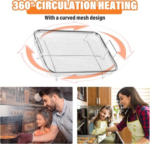 Air Fryer Basket for Oven: YIDM 2 Piece Non-Stick Mesh Oven Air Fryer Basket, Food-Grade Stainless Steel Air Fryer Basket, Cooling or Drying Used for Convection Ovens Air Fryers in Kuwait