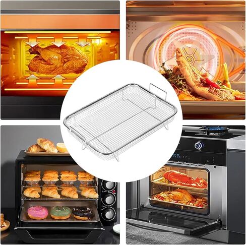 Air Fryer Basket for Oven: YIDM 2 Piece Non-Stick Mesh Oven Air Fryer Basket, Food-Grade Stainless Steel Air Fryer Basket, Cooling or Drying Used for Convection Ovens Air Fryers in Kuwait