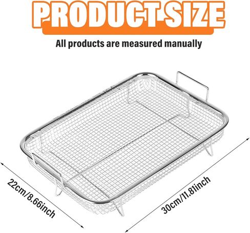 Air Fryer Basket for Oven: YIDM 2 Piece Non-Stick Mesh Oven Air Fryer Basket, Food-Grade Stainless Steel Air Fryer Basket, Cooling or Drying Used for Convection Ovens Air Fryers in Kuwait