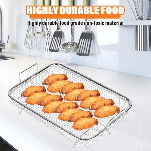 Air Fryer Basket for Oven: YIDM 2 Piece Non-Stick Mesh Oven Air Fryer Basket, Food-Grade Stainless Steel Air Fryer Basket, Cooling or Drying Used for Convection Ovens Air Fryers in Kuwait