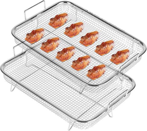 Air Fryer Basket for Oven: YIDM 2 Piece Non-Stick Mesh Oven Air Fryer Basket, Food-Grade Stainless Steel Air Fryer Basket, Cooling or Drying Used for Convection Ovens Air Fryers in Kuwait