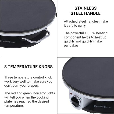 صانع الكريب الكهربائي، آلة صنع الفطائر تسخن بسرعة مع التحكم في درجة الحرارة، آلة صنع الكريب مع صينية غير لاصقة مقاس 13 بوصة، للاستخدام المنزلي في المطاعم ومقهى الفندق in Kuwait