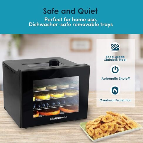 Elite Gourmet EFD308 Food Dehydrator, Stainless Steel Trays Food Dehydrator, Adjustable Temperature Controls, Jerky Herbs Fruit Veggies Snacks in Saudi Arabia