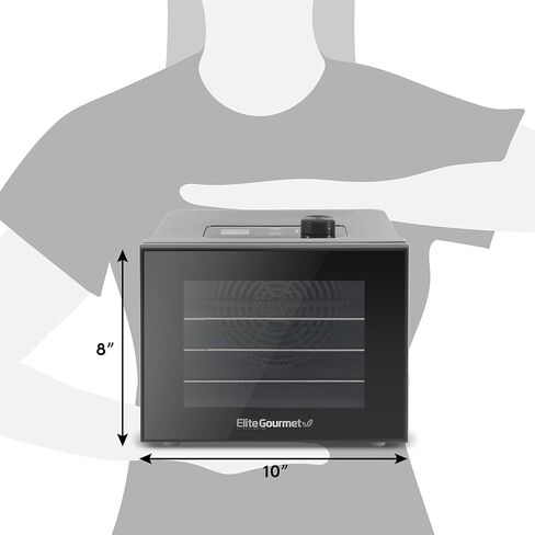 Elite Gourmet EFD308 Food Dehydrator, Stainless Steel Trays Food Dehydrator, Adjustable Temperature Controls, Jerky Herbs Fruit Veggies Snacks in Saudi Arabia