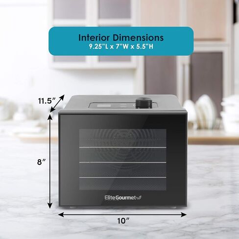 Elite Gourmet EFD308 Food Dehydrator, Stainless Steel Trays Food Dehydrator, Adjustable Temperature Controls, Jerky Herbs Fruit Veggies Snacks in Saudi Arabia