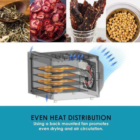 Elite Gourmet EFD308 Food Dehydrator, Stainless Steel Trays Food Dehydrator, Adjustable Temperature Controls, Jerky Herbs Fruit Veggies Snacks in Saudi Arabia