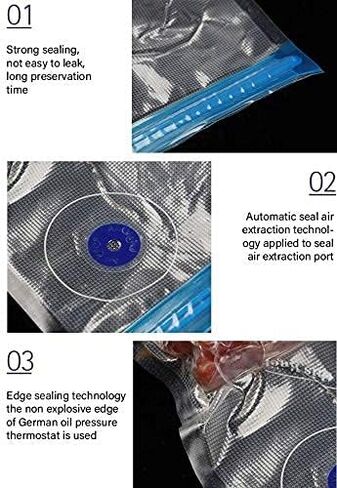 30 عبوة من أكياس سحاب مانعة للتسرب خالية من مادة BPA مع صمام هواء مزدوج الطبقة للطهي بالفراغ وقابلة لإعادة الاستخدام من البلاستيك حقيبة تجميد الساندويتش لتخزين الطعام والمطبخ 6.5 * 9 بوصة هدية مجانية 2 مشبك مانع للتسرب (صغير_أزرق) in Kuwait