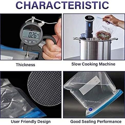 30 عبوة من أكياس سحاب مانعة للتسرب خالية من مادة BPA مع صمام هواء مزدوج الطبقة للطهي بالفراغ وقابلة لإعادة الاستخدام من البلاستيك حقيبة تجميد الساندويتش لتخزين الطعام والمطبخ 6.5 * 9 بوصة هدية مجانية 2 مشبك مانع للتسرب (صغير_أزرق) in Kuwait