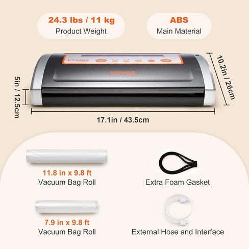 VEVOR 80Kpa Vacuum Sealer Machine,130W Powerful, Multifunctional for Dry and Moist Food Storage, Automatic and Manual Air Sealing System with Built-in Cutter in Saudi Arabia