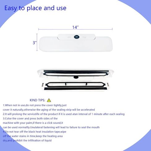 vabomn Vacuum Sealer-Food Vacuum Sealer for Food Saver， Airtight Food Storage ，Dry and wet food storage，with 10Pcs Seal Bags (white) in Saudi Arabia
