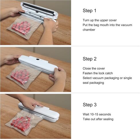 vabomn Vacuum Sealer-Food Vacuum Sealer for Food Saver， Airtight Food Storage ，Dry and wet food storage，with 10Pcs Seal Bags (white) in Saudi Arabia