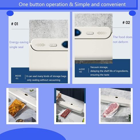 vabomn Vacuum Sealer-Food Vacuum Sealer for Food Saver， Airtight Food Storage ，Dry and wet food storage，with 10Pcs Seal Bags (white) in Saudi Arabia