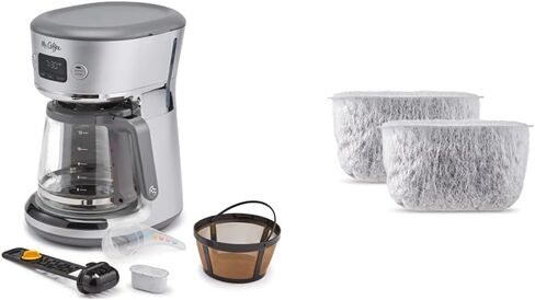 Mr. Coffee Easy Measure 12 Cup Programmable Maker with Gold Tone Reusable Filter, Silver/Chrome in Kuwait