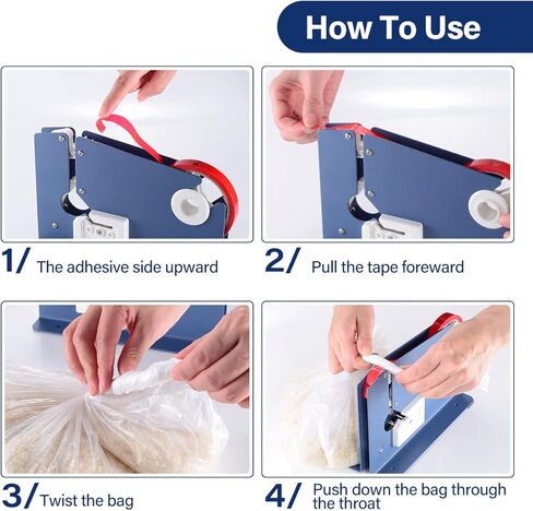 شريط فولاذي لإغلاق الأكياس مع شريطين لإغلاق الأكياس، مانع تسرب الأكياس البلاستيكية، مانع تسرب الأكياس البلاستيكية لتثليج خبز كعكة اللحوم، موزع مدبب لإغلاق الأكياس المعدنية شديدة التحمل in Kuwait