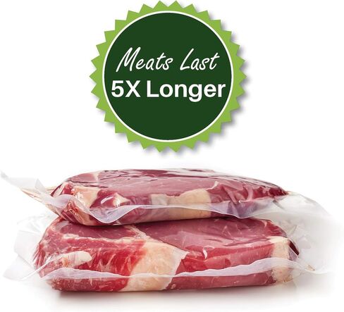 200 لتر حجم 8 بوصة × 12 بوصة أكياس حفظ الطعام فراغ ختم أكياس ، متوافق مع توفير الطعام ، خالية من BPA ، درجة تجارية 4 ميل ، سهلة الاستخدام - مثبتة مسبقًا على 3 جوانب in Kuwait